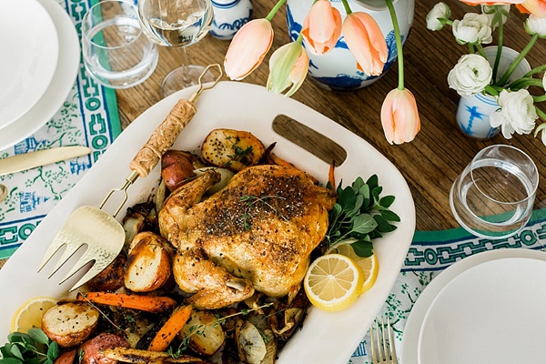 Lemon garlic roasted chicken recipe via Waiting on Martha