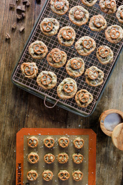 Chocolate Chip Peanut Butter Cup Cookies With Pretzels & Sea Salt