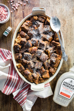 Boozy Chocolate Peppermint Bread Pudding