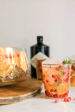 Orange, Pomegranate & Rosemary Sparkling Holiday Gin Punch