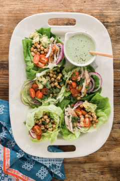 Everything But the Kitchen Sink Lettuce Cups with Vegan Green Goddess Dressing