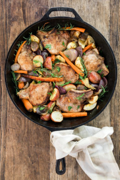Pan Fried Apple Pork Chops with Root Vegetables & Potatoes
